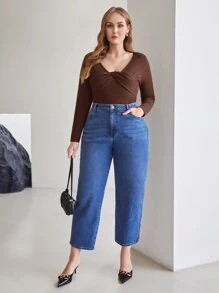 MOTF PREMIUM PLUS VISCOSE TWIST JUMPER - Chocolate Brown - View 4