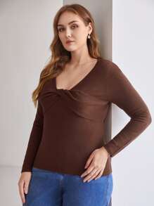 MOTF PREMIUM PLUS VISCOSE TWIST JUMPER - Chocolate Brown - View 5
