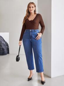 MOTF PREMIUM PLUS VISCOSE TWIST JUMPER - Chocolate Brown - View 6