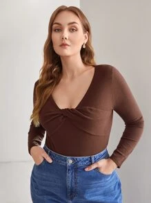 MOTF PREMIUM PLUS VISCOSE TWIST JUMPER - Chocolate Brown - View 8