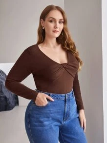 MOTF PREMIUM PLUS VISCOSE TWIST JUMPER - Chocolate Brown - View 9