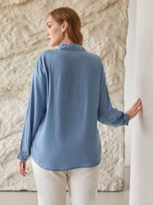 MOTF PREMIUM PLUS LYOCELL STRAIGHT SHIRT - Blue - View 2