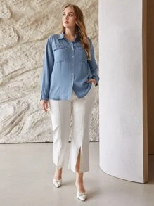 MOTF PREMIUM PLUS LYOCELL STRAIGHT SHIRT - Blue - View 4