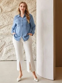 MOTF PREMIUM PLUS LYOCELL STRAIGHT SHIRT - Blue - View 5