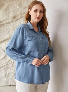 MOTF PREMIUM PLUS LYOCELL STRAIGHT SHIRT - Blue - View 6