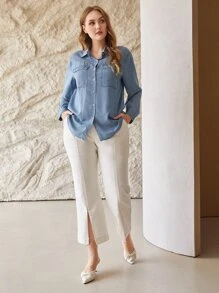 MOTF PREMIUM PLUS LYOCELL STRAIGHT SHIRT - Blue - View 8