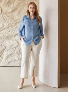 MOTF PREMIUM PLUS LYOCELL STRAIGHT SHIRT - Blue - View 9