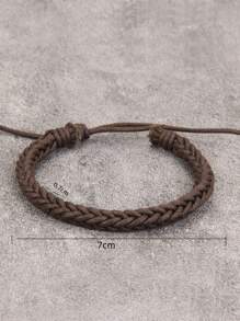 時尚流行男士素色編織手鍊，適合珠寶禮物和時尚外觀 - 棕色 - 查看 5