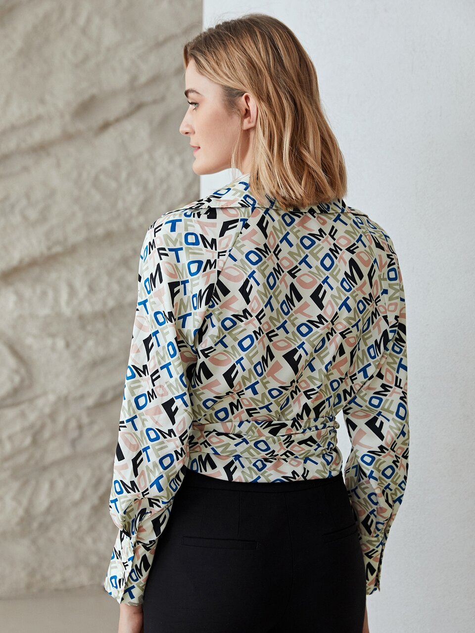 BALLOON SLEEVE WRAP BLOUSE