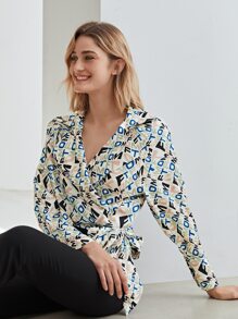 MOTF PREMIUM BALLOON SLEEVE WRAP BLOUSE - Multicolor - View 4