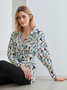 MOTF PREMIUM BALLOON SLEEVE WRAP BLOUSE - Multicolor - View 8