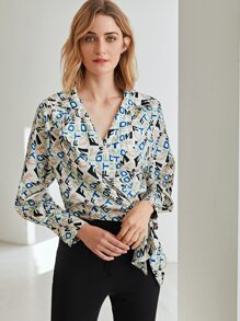 MOTF PREMIUM BALLOON SLEEVE WRAP BLOUSE - Multicolor - View 10