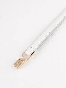 簡約風PU皮革細腰帶 - 白色 - 查看 3