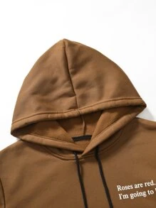 Manfinity Homme Áo nỉ Nam Dây kéo Túi Slogan Giải trí - màu nâu - Xem 3