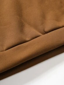 Manfinity Homme Áo nỉ Nam Dây kéo Túi Slogan Giải trí - màu nâu - Xem 5