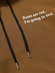 Manfinity Homme Áo nỉ Nam Dây kéo Túi Slogan Giải trí - màu nâu - Xem 6