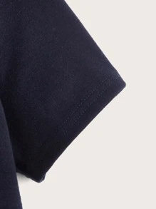 SHEIN Boys Figure and Japanese Print Tee - Navy Blue - View 3