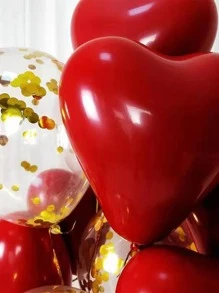 11 件心形 PE 气球套装，可爱红色和透明色一次性装饰派对庆祝装饰气球，适用于生日派对、婚礼 - 彩色 - 查看 4