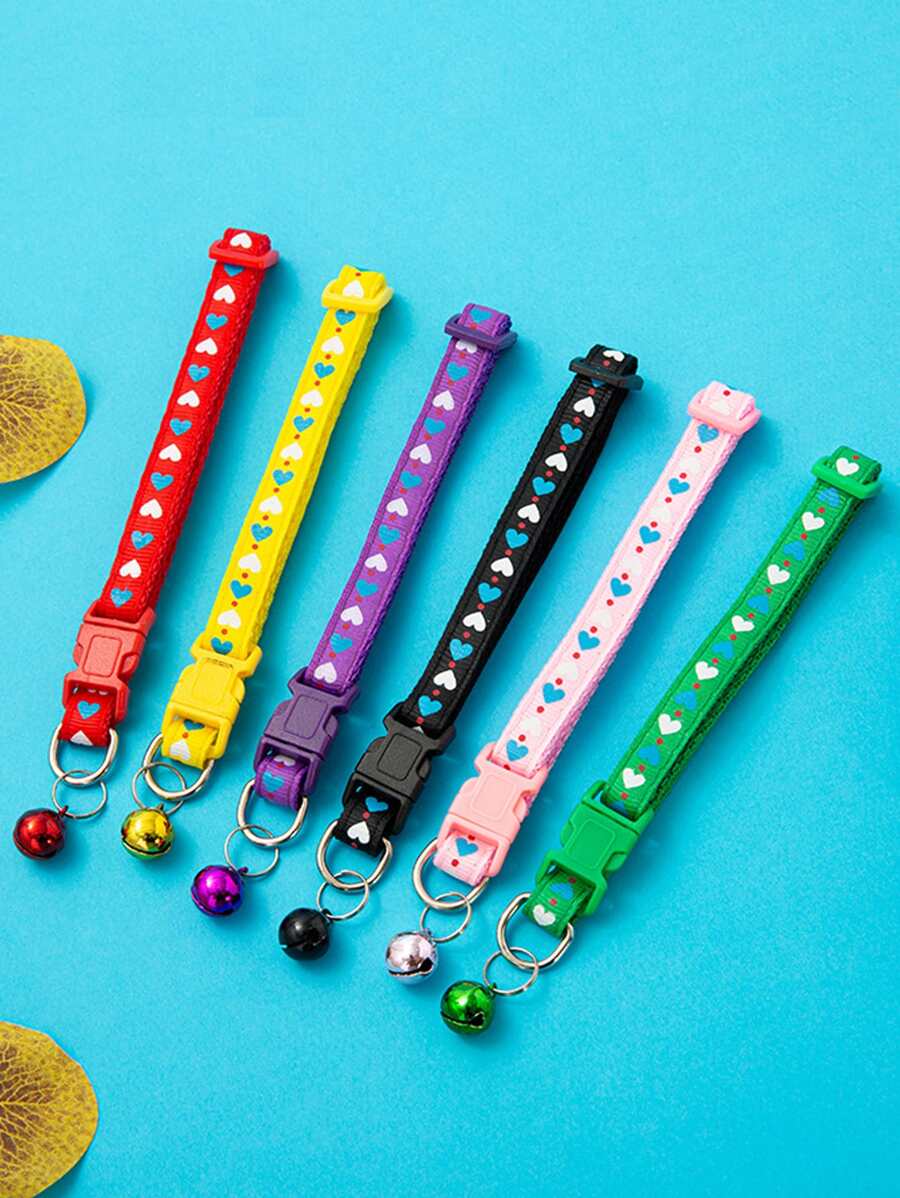 2 piezas Collar para mascota con estampado de corazón de color al azar - Multicolor - Ver 1
