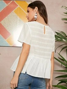 SHEIN Damskie Bluzki Guziki Zmarszczone szycie Prosty Śliczny