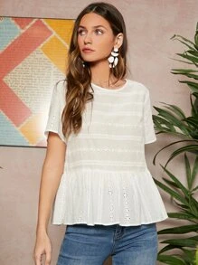 SHEIN Damskie Bluzki Guziki Zmarszczone szycie Prosty Śliczny