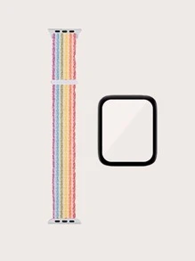 Dây đeo đồng hồ đầy màu sắc 1pc Tương thích với Apple Watch & Phim bảo vệ màn hình 1pc - Nhiều màu - Xem 2