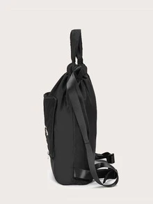 Rugzak met trekkoord Geborduurde bloemen - Zwart - Bekijken 3