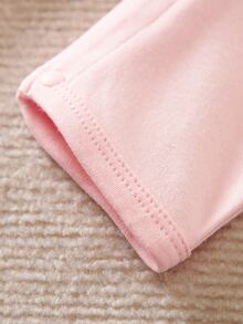 Yierying Áo liền quần Em bé viền lá sen màu trơn Dễ thương - Màu Hồng baby - Xem 3