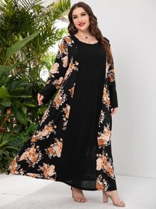 Mulvari Plus Floral Print Tunic Dress - Multicolor - View 1