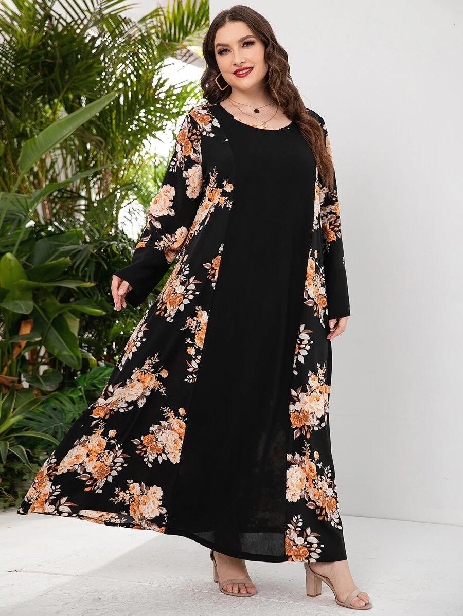 Mulvari Plus Floral Print Tunic Dress - Multicolor - View 1