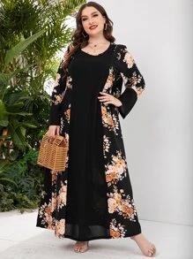 Mulvari Plus Floral Print Tunic Dress - Multicolor - View 6