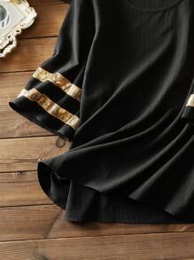 Mulvari Plus Sequin Detail Round Neck Blouse - Black - View 4