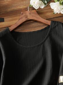 Mulvari Plus Sequin Detail Round Neck Blouse - Black - View 5