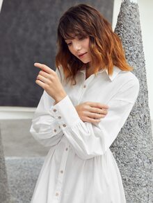 BizChic Button Through Shirt Dress - White - View 4