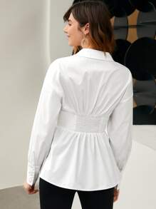 BizChic Solid Drop Shoulder Shirt - White - View 2