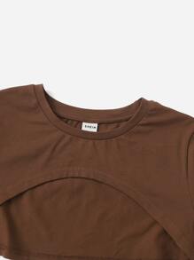 SHEIN Leap Crew Cô gái Tween In Argyle Váy liền áo Với Siêu Crop Top - Nhiều màu - Xem 4