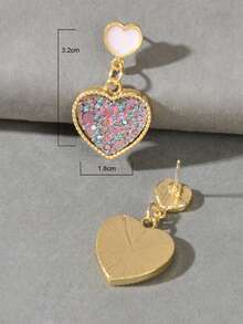 Sequins Chi tiết Hoa tai hình trái tim - Nhiều màu - Xem 3