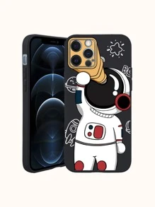 Telescope & Astronaut Printed Phone Case, Compatible With Iphone 15 Pro Max, 14, 13, 12, 11,International Version, Not The Domestic Version - Black - View 2