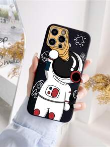 Telescope & Astronaut Printed Phone Case, Compatible With Iphone 15 Pro Max, 14, 13, 12, 11,International Version, Not The Domestic Version - Black - View 3