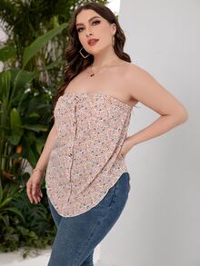 áo nữ kích thước lớn Nút phía trước Họa tiết hoa Boho - Nhiều màu - Xem 4