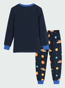 Niños Conjunto de pijama con estampado de galaxia - Azul Marino - Ver 2