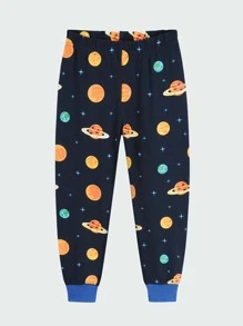 Niños Conjunto de pijama con estampado de galaxia - Azul Marino - Ver 4