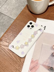 1pc Purple & Yellow Flower Chain Phone Case Compatible With Iphone 15/15 Pro/15 Plus/15 Pro Max/14/14 Plus/14 Pro/14 Pro Max/11 Pro Max/12/12 Pro/12 Pro Max/13/13 Pro/13 Pro Max/11/11 Pro Compatible With Samsung S24uu, S24+, S24, Protective Shell,International Version, Not The Domestic Version - White - View 2