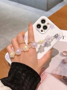 1pc Purple & Yellow Flower Chain Phone Case Compatible With Iphone 15/15 Pro/15 Plus/15 Pro Max/14/14 Plus/14 Pro/14 Pro Max/11 Pro Max/12/12 Pro/12 Pro Max/13/13 Pro/13 Pro Max/11/11 Pro Compatible With Samsung S24uu, S24+, S24, Protective Shell,International Version, Not The Domestic Version - White - View 4