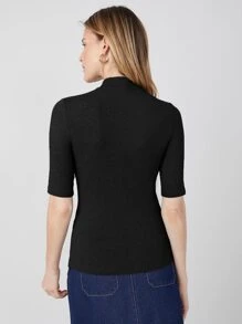 MOTF PREMIUM CAMISETA SLIM DE CUELLO ALTO - Negro - Ver 2