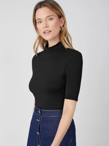 MOTF PREMIUM CAMISETA SLIM DE CUELLO ALTO - Negro - Ver 3