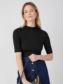 MOTF PREMIUM CAMISETA SLIM DE CUELLO ALTO - Negro - Ver 5