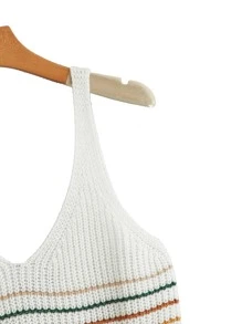 Flirla áo đan kích thước lớn Sọc Giải trí - trắng - Xem 3