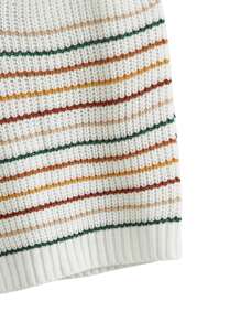 Flirla áo đan kích thước lớn Sọc Giải trí - trắng - Xem 4