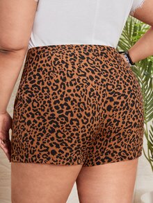 SHEIN Shorts con estampado de leopardo de pierna recta - Multicolor - Ver 3